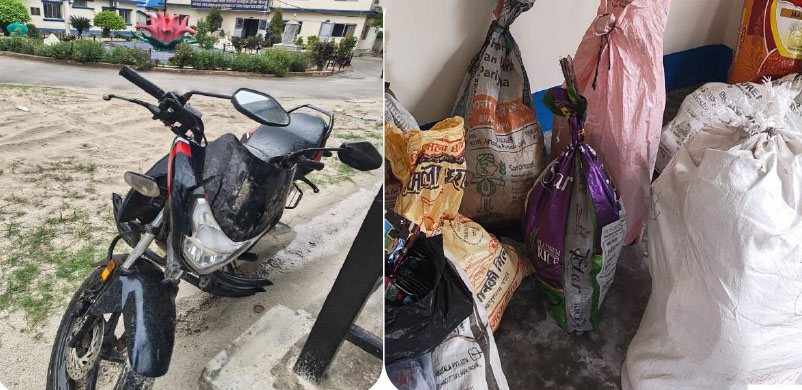 भन्सार छलेका मोटरसाइकलसहित किराना सामान भन्सार बुझाइयो