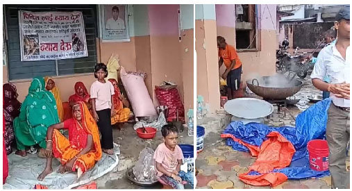 उपचार खर्च माग्दै पीडित परिवार तथा आफन्तद्वारा राजविराज नगरपालिकामा तालाबन्दी