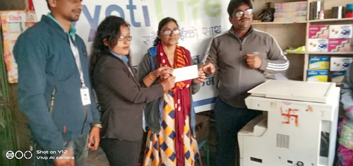 ज्योती लाइफ इन्स्योरेन्सले बिमित परिवारलाई दियो मृत्यु दाबी रकम