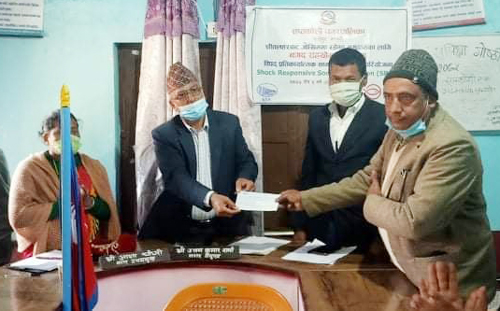 सितलहर प्रतिकार्यका लागि सप्तकोशी नगरपालिकालाई चेक हस्तान्तरण