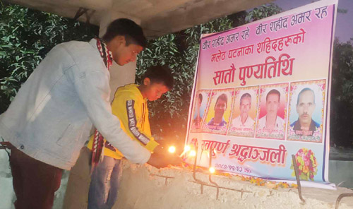 मलेठ घटनाको सम्झनामा मैनवत्ती प्रज्वलन 