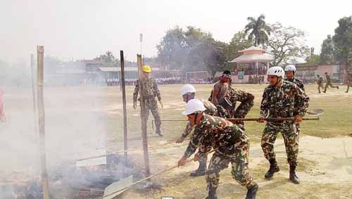 आगलागीबाट हुने क्षति न्युनिकरणका लागि  सेनाद्वारा सांकेतिक अभ्यास र उद्घार कला प्रदर्शन