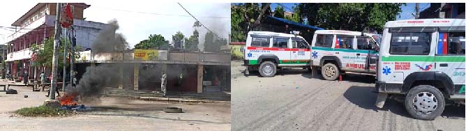 बसको ठक्करबाट मोटरसाइकल चालकको मृत्यु प्रकरण,  हनुमाननगरमा टायर बालेर प्रर्दशन तथा चक्का जाम, प्रर्दशनकारीद्वारा एम्बुलेन्स तोडफोड